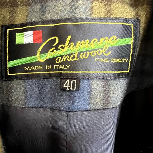 Vintage Cashmere and Wool Plaid Blazer Jacket 40 Made in Italy Preppy Academia - Picture 3 of 9